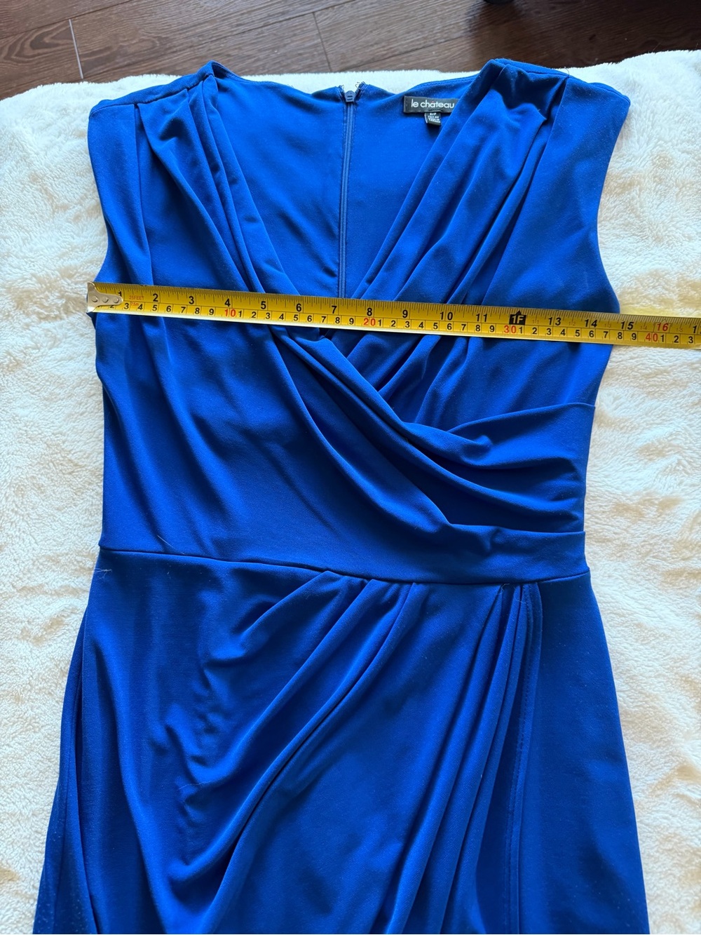Le Château Cobalt Blue Ruched Cocktail Dress | Made in Canada | Size Small - Picture 5 of 7